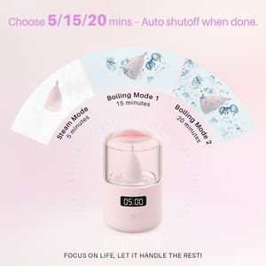 Esterilizador de vapor portátil al por mayor de fábrica, limpiador de tazas de higiene femenina, vaporizador eléctrico reutilizable de silicona para el período, Diseño Seguro - Product Image 4