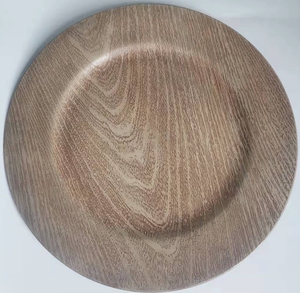 Home decor brown round wooden charger plastic plates