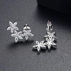 Orecchini a Perno Vintage a Forma di Fiore a Cinque Petali per Donne, con Pietra Marquise, Gioielli di Moda Quotidiana - Product Image 3