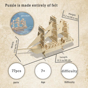 Casse-tête 3D pour enfants, Casse-tête 3D pour voilier en feutre, Kit fantaisie de bricolage, Chef-d 'œuvre d'<span class=keywords><strong>art</strong></span> en feutre, Casse-tête 3D pour voilier - Product Image 6