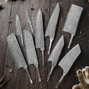 Wholesale diy handle logo santoku chopping custom chef kitchen vg10 damascus stainless steel full tang blank knife blades