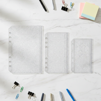 Classeur A5 A6 A7, pochette zippée transparente à paillettes en PVC à 2 poches, fermeture éclair plate avec poche latérale sans fermeture éclair, enveloppes pour argent liquide