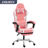 Chaise de jeu ergonomique personnalisable avec support lombaire massant, chaise de bureau inclinable en tissu avec repose-pieds pour joueur