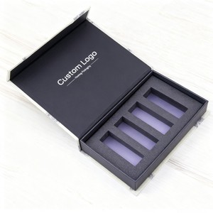 Boîte en papier magnétique noire de luxe Boîte cadeau de bouteille de verre de parfum avec logo personnalisé Emballage en carton recyclable pour cosmétiques avec insert - Product Image 1