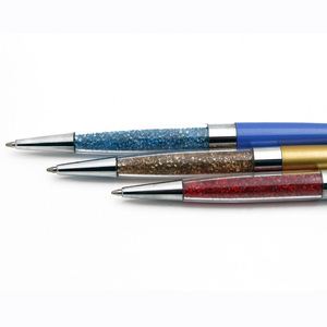 Stylo à bille en métal élégant de style ancien avec décoration en cristal, largeur d'écriture de 1,0 mm, personnalisation avec logo - Product Image 2