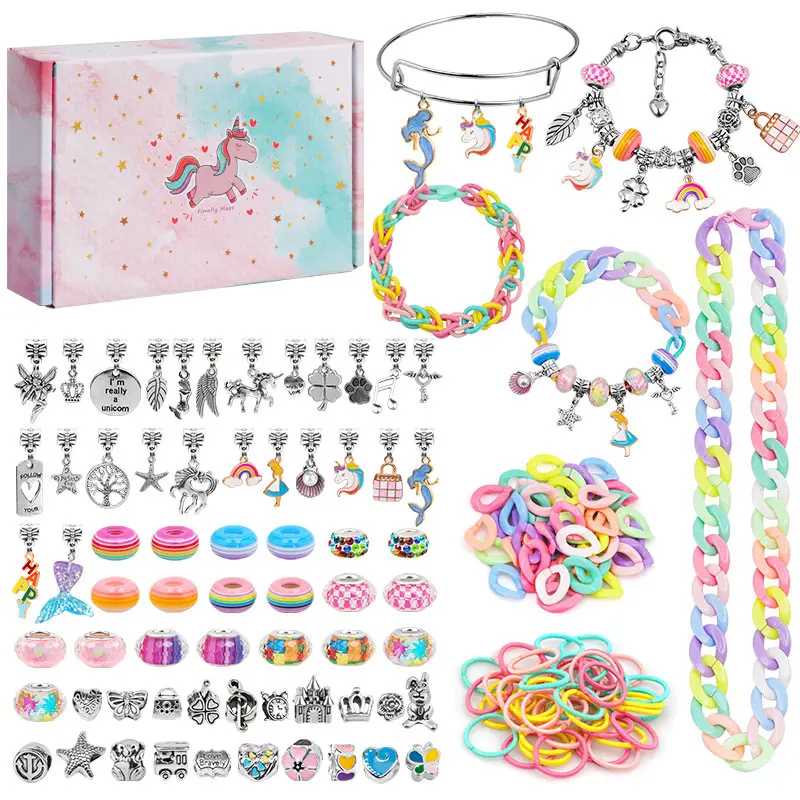 Kit per la creazione di braccialetti fai-da-te per ragazze Gift180cs Kit di gioielli in cristallo con ciondoli con perline bracciali con ciondoli e corda per collana