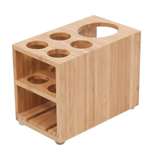 Wooden Bamboo Toothbrush and <b>Toothpaste</b> <b>Holder</b> Stand Organization for Bathrooms Vanity Storage - Product Image 3