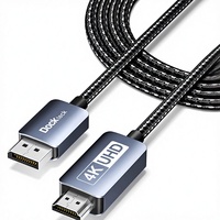 Kabel Dockteck DP ke HDMI 4K 60Hz 8ft Kecepatan Tinggi dengan Selubung Kepang Male-Male untuk Monitor