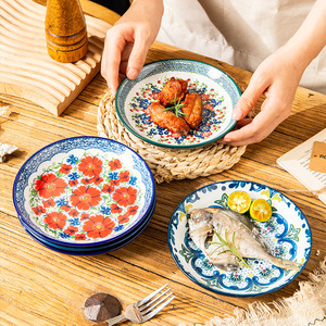 Vente en gros Nouveau design bohème 6.5 pouces en céramique plat en os jetable ménage petite assiette plat pour collation de fruits régime plat froid - Product Image 3