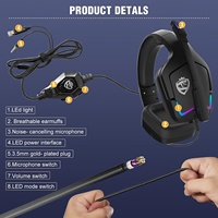 Casque de jeu avec câble adaptateur, suppression du bruit, RGB, filaire, USB 3,5 mm, étanche IPX-5, pour PC, audiophile, aviation