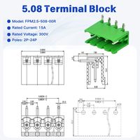 Bloc de bornes enfichables AOSI 2EDGR MSTBA2,5-ST-5,08 15A 300V 5,08 mm, connecteur de fil pour carte de commande PCB