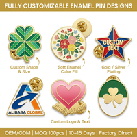 Épinglette personnalisée en or plaqué or avec trèfle à quatre feuilles en émail doux |   Fabricant de badges en métal moulé sous pression OEM Lucky Shamrock
