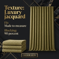 Rideau Jacquard en Polyester Occultant Épais à Plis pour Chambre, Salon et Décoration Intérieure