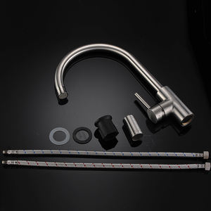 Robinet de <span class=keywords><strong>cuisine</strong></span> classique en acier inoxydable 304, à levier unique, monté sur le pont, finition nickel brossé, robinet de lavabo - Product Image 3