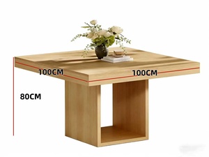 Mesa de Comedor Cuadrada Pequeña de Estilo Rústico con Base de Pedestal Resistente de 100 cm, en Oferta - Product Image 2