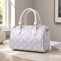 Sac à main Boston de luxe pour femme, en textile tissé traditionnel, élégant et structuré, avec fermeture éclair, portable, pour le quotidien et la mode