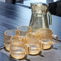 Coffret de luxe pour la maison : service à thé en verre ambré avec pichet et tasses