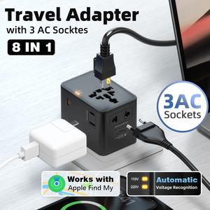 Worldplug Ultimo Adattatore da Viaggio 3AC Gan 70W Caricatore Multipresa Internazionale Universale con Funzione <span class=keywords><strong>Apple</strong></span> Find My - Product Image 3