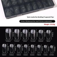 Capsules d'ongles en acrylique sur mesure, couverture complète, capsules d'ongles express, demi-mat, longues, en forme d'amande, gel souple, couverture complète, pointes d'ongles en gel souple