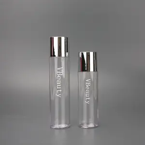 Cilt bakımı ambalaj kozmetik konteyner için toptan özel Logo 130ml 150ml boş yuvarlak plastik kapaklı şişe