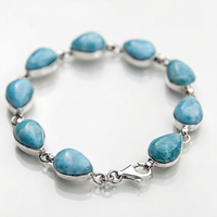Pulsera Unisex Hecha a Mano con Larimar y Plata de Ley 925, Ideal para Regalos de Boda y Fiestas