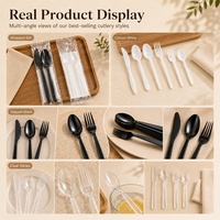 Ensemble de vaisselle jetable en plastique durable, couteau, cuillère, fourchette en plastique, couverts jetables pour la restauration, les services de livraison de repas