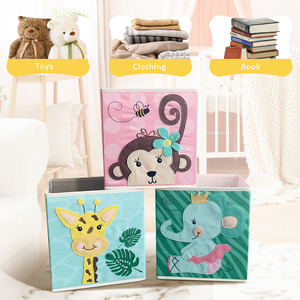 Organisateur de chambre d'enfant pliable, boîte à jouets, vêtements, literie, livres, design animal mignon, panier pour salon, salle de jeux, étagère de rangement, écologique - Product Image 1
