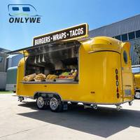 Remolque de Comida Retro ONLYWE en Venta, Remolque de Comida para Hamburguesas, Tacos y Wraps de Pollo con Parrilla y Freidora para Comida Callejera