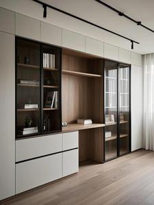 Estantería Italiana Minimalista de Pared Completa, Abierta y Cerrada, con Almacenamiento, Melamina <span class=keywords><strong>Blanca</strong></span> Mate, para Sala de Estar, Dormitorio, Escuela, Estudio, Oficina en Casa - Product Image 5
