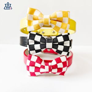 Wangwuwu Checkerboard Dog Collar With <b>Bow</b> Tie Adjustable For Kittens And Puppies - Product Image 1
