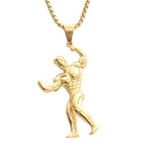yunnique Muscular Men's Stainless Steel Pendant Necklace Retro Fitness Style For Men 280317 - Product Image 5