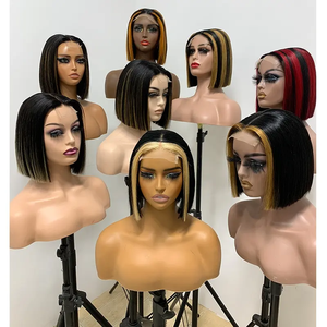 Perruque Courte Bob Transparente HD en Dentelle, <span class=keywords><strong>Cheveux</strong></span> Humains, 8-14 Pouces, Perruque Brésilienne en <span class=keywords><strong>Cheveux</strong></span> de Vison, Fermeture 4x4, Perruques Courtes Bob pour Femmes Noires - Product Image 2