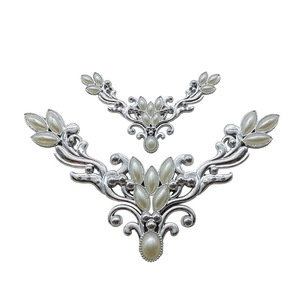 Silver Plastic Corner <b>Ornaments</b> With Pearl Design For Wedding Dress Frames Small And <b>Large</b> Sizes Handmade Decorative Accents - Product Image 3