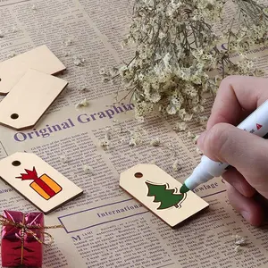 DIY 미완성 나무 빈 일반 사각형 레이저 컷 합판 태그 병 선물 목 매달려