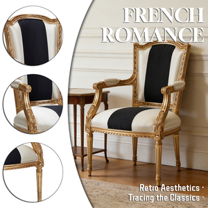 <span class=keywords><strong>Fauteuil</strong></span> d'appoint classique noir et blanc à blocs de couleur, avec cadre en bois massif sculpté à la main, style vintage - Product Image 2