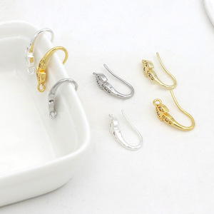 U Shaped Diamond Set Ear <b>Hooks</b> 18k Gold Plated Silver Jewelry Findings DIY <b>Earrings</b> Components GM1930 - Product Image 3