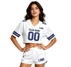 FQ Custom Y2K Streetwear Style Cheerleading Team Uniformen Cropped Top Trendy Retro American Football Jersey V-hals Oversize - Product Image 3