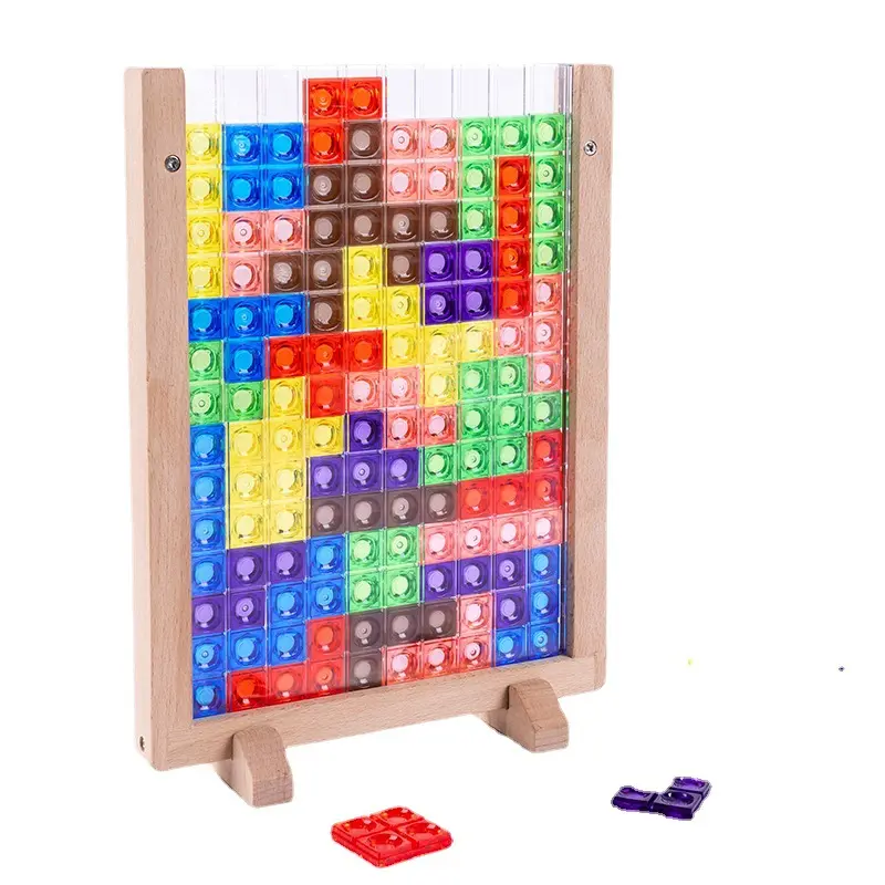 Crianças Russian Blocks Puzzle educação precoce assembly board puzzle block tube New trending madeira Frame Game Board for Kids