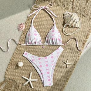 Bikinis Personalizados al por Mayor, <span class=keywords><strong>Bikini</strong></span> de Tres Puntos con Fórmula de Poliéster, Bikinis Brillantes Bordados para Mujer, <span class=keywords><strong>Bikini</strong></span> Extremo <span class=keywords><strong>sin</strong></span> Mangas para Verano - Product Image 2