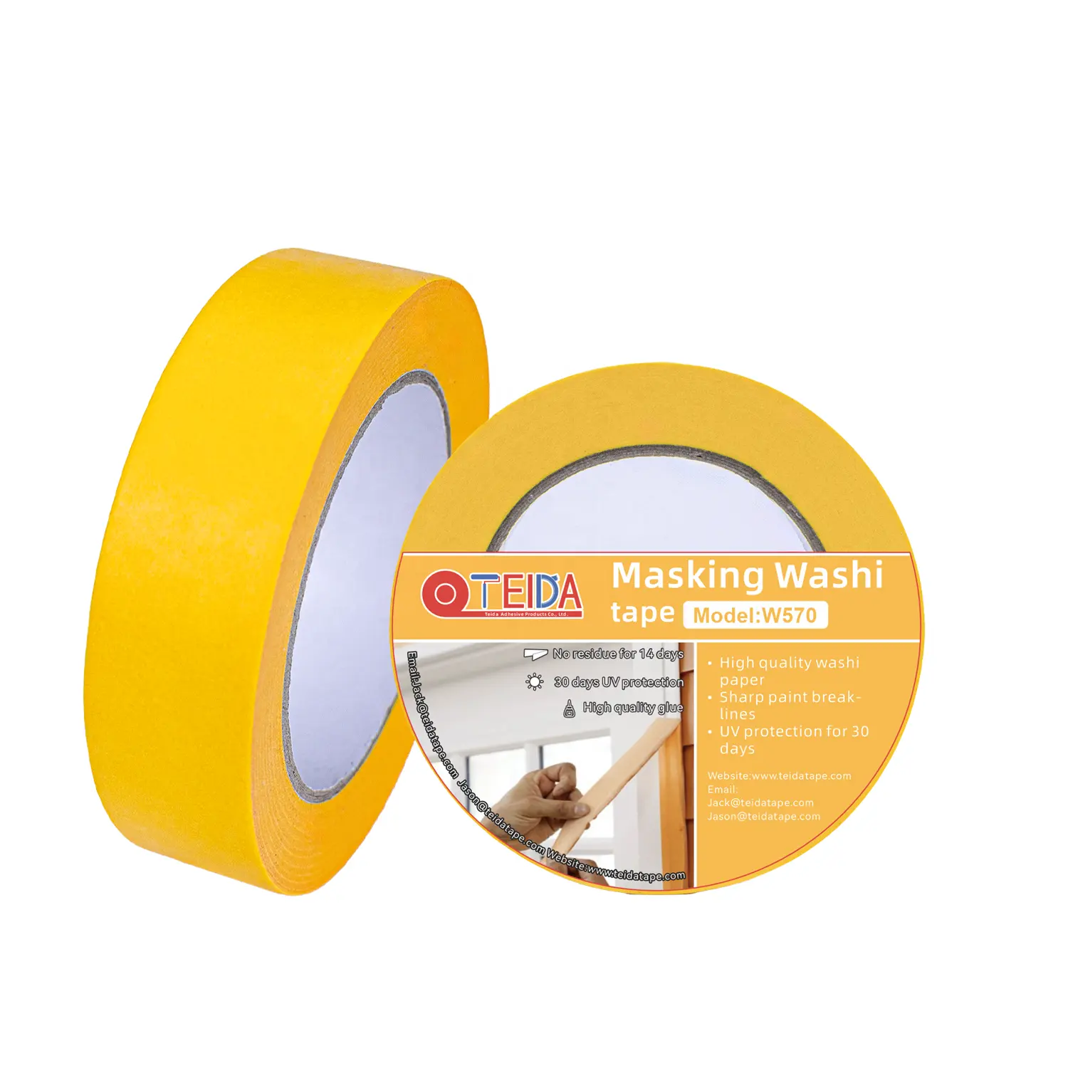 Water Acrylic Glue High quality Orange Japanese Washi Tape Decorative Custom Automotive Adhesive Painters Masking Tape