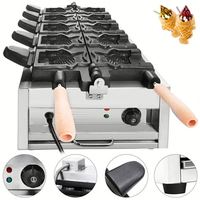 Machine Tayaki professionnelle Taiyaki cône de crème glacée 5 poissons avec moteur à gaz pour l'application de crêpes de restaurant à domicile