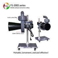 Système d'extraction des gaz d'échappement semi-automatique Fengshen, durable et facilement transportable, avec souffleur d'air 0,55 kW, tuyau de 76 mm et filtre à charbon actif
