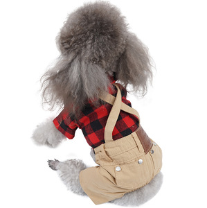Roupas para cães pequenos, blusa xadrez vermelha, macacão cáqui, calças, roupas fofas para animais de estimação, roupas para cães pequenos, gatos, meninos e meninas, por atacado - Product Image 5