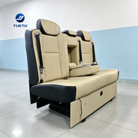Canapé-lit arrière pour van, 3 places, revêtement 100% cuir avec console centrale pour conversion de MPV en camping-car