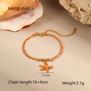 Bracelets et Joncs Hawaïens en Acier Inoxydable 316L, Plaqué Or 14k 18k, Bracelet Cordon Étoile de Mer Océanique pour Femme – Vente en Gros - Product Image 6