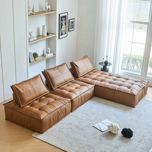 Nordic Modular Sofa L-Shaped Fabric <b>Foam</b> Filling Abstract Pattern Living Room Furniture - Product Image 2