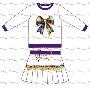 Set di abbigliamento per bambine martedì Gras paillettes Skorts abiti per bambini vestiti per bambini all'ingrosso vestito per ragazze - Product Image 2