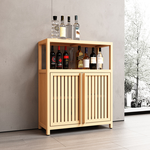 Bamboo Storage Cabinet With <b>Shelves</b> For Bathroom Living Room Large Capacity Furniture Organizer - Product Image 1