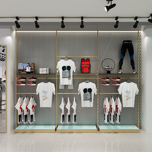 Negozio di scarpe da uomo Design interno personalizzato a parete scaffale abbigliamento sportivo espositore Stand per negozio di abbigliamento sportivo - Product Image 1