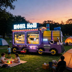 2026 Retro Food Truck Vintage Style Mobile Kitchen Catering Cart for Sale - Product Image 1